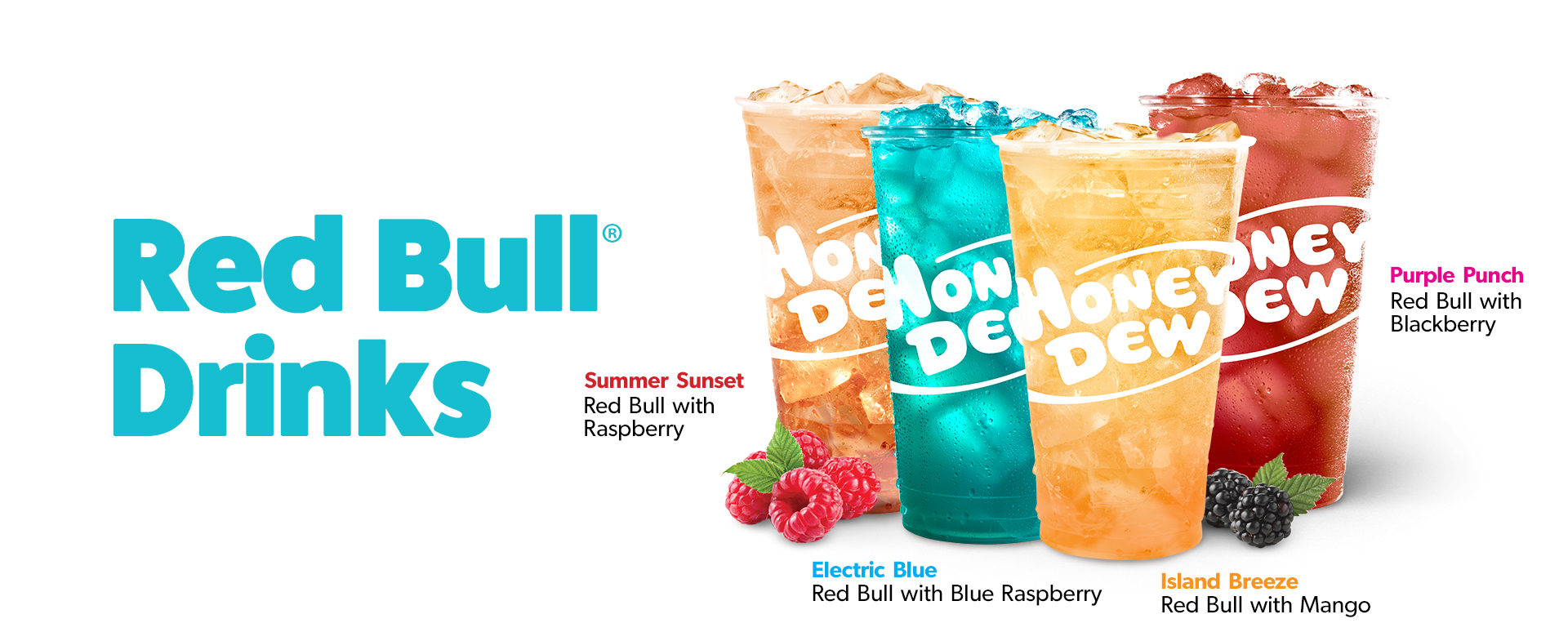 Red Bull Drinks: Summer Sunset, Electric Blue, Island Breeze and Purple Punch